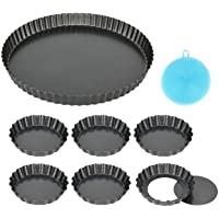 7 Piezas Molde Quiche Desmontable Base - Antiadherentes Molde para Tartaletas 4 inch - 10 cm X6 y 11 inch - 28 cm X1…